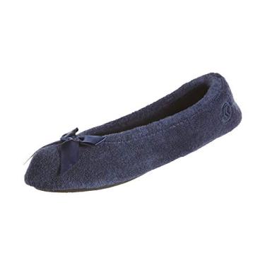 Imagem de isotoner Pantufa feminina Terry Ballerina, Azul marino, 8-9
