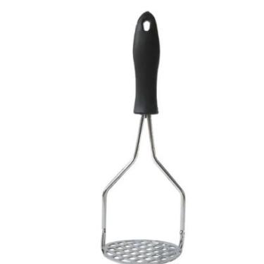 Imagem de Amassador Manual De Batata Cabo Preto - Espremedor P/Purê Inox