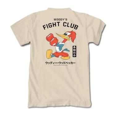 Imagem de Riot Society Camiseta masculina de manga curta com estampa, Woody Woodpecker's Fight Club (Areia), GG