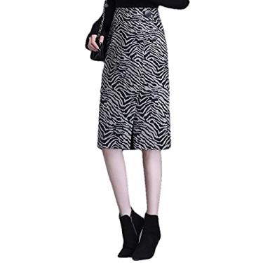Imagem de ERTYUIO Saia curta feminina padrão zebra do Reino Unido meio comprimento saia saia quadril saia curta cintura alta saia curta é fina saia evasê retro saia de lã, A, 4X-Large