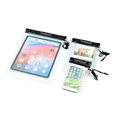 Imagem de YUMQUA Bolsas transparentes à prova d'água, bolsas secas para câmera, celular, mapas, caiaque, suporte de documentos de barco militar, preto