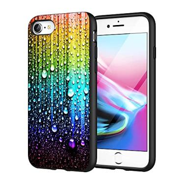 Imagem de ZHEPAITAO Capa de celular para iPhone 7 Plus iPhone 8 Plus, capa à prova de choque com gotas de arco-íris coloridas e estéticas finas e macias