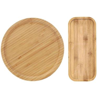 Imagem de Conjunto Bandejas para Servir Retangular e Redonda 2 Pç