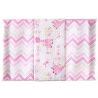 Imagem de Kit Cueiro 50 x 80cm - Chevron Rosa (kit com 3 unidades)
