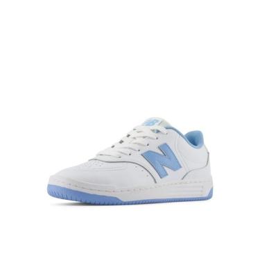Imagem de New Balance Tênis unissex infantil Bb80 V1 com cadarço, Branco/Azul Haze, 6 Big Kid