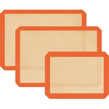 Imagem de Conjunto de 3 tapetes de silicone para assar, assadeiras antiaderentes para assar, fácil de limpar e reutilizável, para fazer macarrão, biscoitos