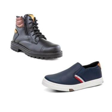 Imagem de Kit Bota Coturno Infantil e Sapatênis Slip-On Infantil Urban-Unissex
