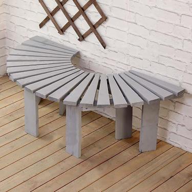 Imagem de Banco de jardim para pátio Banco de parque, banco de árvore semicircular em teca, banco sem encosto de madeira maciça, cadeira de assento circular de madeira para pátio, coleção retrô de móv