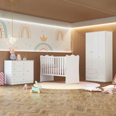 Imagem de Quarto Infantil Completo Iris 4 Portas 6 Gavetas Branco - Pnr Móveis