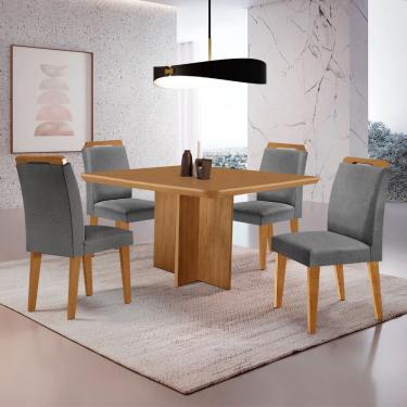 Imagem de Mesa Olimpia 90 MDF canto copo e com 4 Cadeiras Athenas