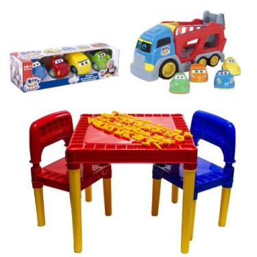 Imagem de Mesa Educativa Multiuso Infantil 2 Cadeiras + Carrinhos - Big Star e T