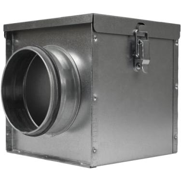 Imagem de Caixa de filtro de duto de 10 cm - Filtros de secador em linha de aço galvanizado - Conexões de duto redondo com juntas de borracha - Armadilha de fiapos de fácil manutenção