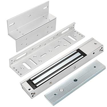 Imagem de Trava magnética elétrica com suporte Z e L 280 kg 270 kg trava eletromagnética força de retenção 12 V à prova de falhas modo NC porta única para sistema de controle de acesso