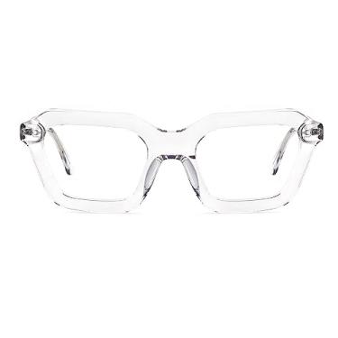 Imagem de Zeelool Armação de óculos retangular vintage para mulheres e homens com lente transparente sem prescrição ZJGA132186, Cristal Zjga132186-02, G