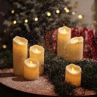 Imagem de Kit 10 Luminária Vela De Led Cilíndrica Luz Eletrônica 5.5cm/7.5cm/12c