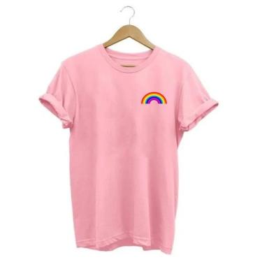 Imagem de Camiseta Feminina Arco Íris Baby Look - SEMPRENALUTA, Rosa, G