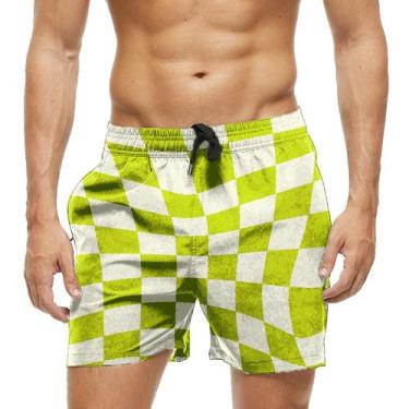 Imagem de Short Praia Shorts Banho Bermuda Verão Xadrez Verde 599 - SMOKE, P Fem
