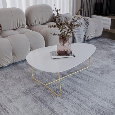 Imagem de Mesa de Centro Trude Organica 35cm X 90cm X 60cm BRANCO / DOURADO