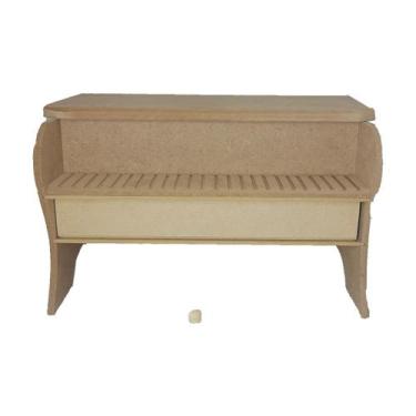 Imagem de Caixa Piano 1 Gaveta e 6 Divisorias com Tampa Dobradiça 26,5x20x16 Mdf