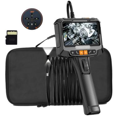 Imagem de KMDES Boroscópio, Câmera Endoscópica com Luz, Endoscópio À Prova D'Água Ip67, Câmera de Inspeção Hd de Lente Dupla 1080P, Câmera Boroscópio com Luz, Câmera Snake, Câmera Endoscópica de Cabo Semi-Rígid
