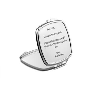 Imagem de SpreadPassion Dear Papa Espelho compacto, presente de papai, espelho fotográfico, espelho de maquiagem de viagem pequeno espelho portátil, espelho de bolso portátil, ideia de aniversário (1, quadrado)