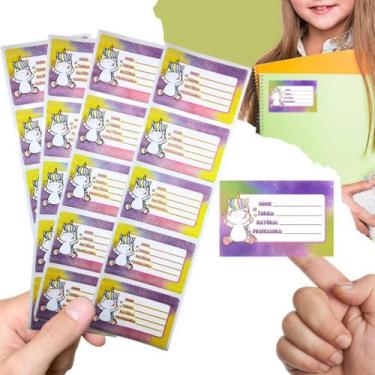 Imagem de 50 Etiquetas Escolar Com Pauta e Tarja  Unicórnio  Tam 6 x 4 Cm  - 4Fo