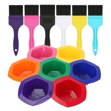 Imagem de MEN'S GROOMING BARBER PRO Conjunto de 7 tigelas de tinta de arco-íris, conjunto de tigelas de tinta de mistura de tinta de cabelo pequenas e kit de pincel, kit de coloração de tintura de cabelo para
