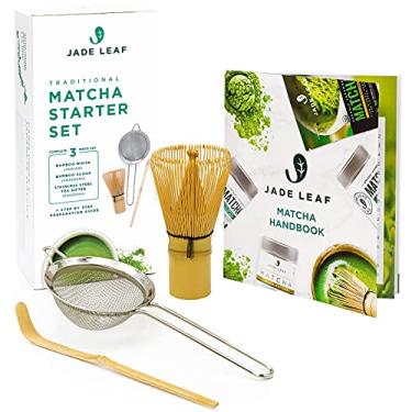 Imagem de Jade Leaf Matcha Traditional Starter Set - Bamboo Matcha Whisk (Chasen), Scoop (Chashaku), Stainless Steel Sifter, Fully Printed Handbook - Japanese Tea Set