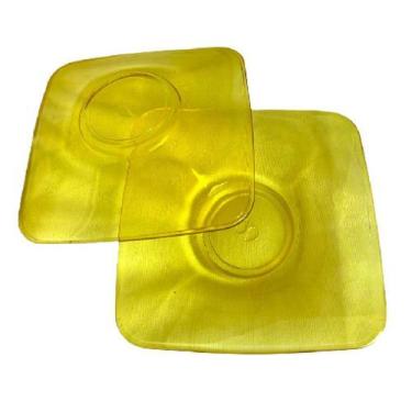 Imagem de 4 Pires Para Xícara Petisqueira de Vidro Pratinho Amarelo - Gaka