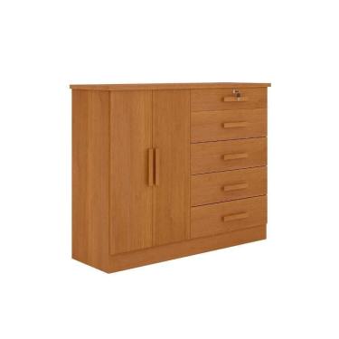 Imagem de Cômoda New Athos 2 Portas 5 Gavetas Com Sapateira 100% Mdf Cinamomo