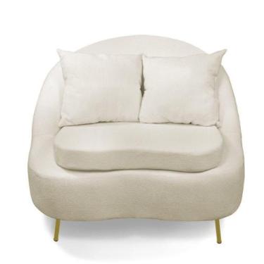 Imagem de Poltrona Decorativa Orgânica Pé Ferro Dou Zaya Bouclê C05 Bege - D'Ros