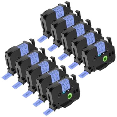 Imagem de NineLeaf Pacote com 10 etiquetas compatíveis com Brother P-Touch TZe-551 TZ-551 TZe551 TZ551 TZ551 Fita de etiqueta preta sobre azul 24 mm 0,94 1'' Laminada TZe TZ para Ptouch PT-9500PC PT-9600