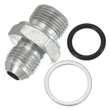 Imagem de PATIKIL Conectores hexagonais redutores adaptador de tubo 9/40.6 cm macho 37° Flare JIC x 3/20.3 cm BSPT macho, adaptador de bocal redutor de encaixe de tubulação encaixe hidráulico de aço banhado
