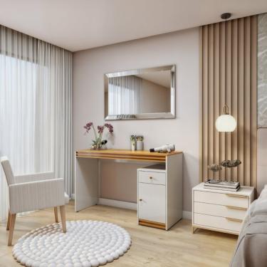 Imagem de Penteadeira 1 Porta 1 Gaveta 100% Mdf Charlotte Off White/nat