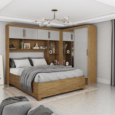 Imagem de Quarto Modulado Casal com Espelho e Cama 6 Portas Belém Plus Carioca Móveis