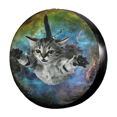 Imagem de Capas de pneu sobressalentes Delerain Starry Sky Cat para RV Jeep Trailer SUV Truck e muitos veículos, protetores de roda protetores de sol à prova d'água (15 polegadas para diâmetro 27"-29")