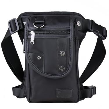 Imagem de Bolsa de perna de lona, bolsa de coxa de motocicleta com vários bolsos, 15 x 7 x 26,6 cm, Preto, 6 Inches X 2.8 Inches X 10.5 Inches, Pochete de lona