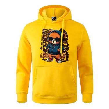 Imagem de Moletom Canguru Blusa De Frio Estampada Urso Fashion Cool Casaco Mascu