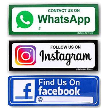 Imagem de eSplanade Combo de adesivos de sinal WhatsApp Facebook Instagram (conjunto de 4) - Tamanho (23 x 7,6 cm)