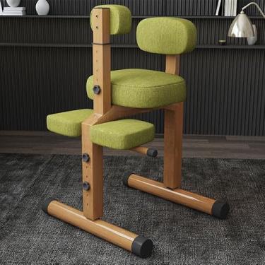 Imagem de LNGCLTEZ Assento levantável para aprender a escrever, cadeira ergonômica para ajoelhar, banco de altura ajustável, assento de equilíbrio, para melhorar e corrigir a postura da cadeira, verde