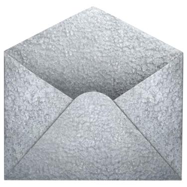 Imagem de Galvanised Metal Wall Mounted Hanging Envelope Decor- Rustic Vintage Style Decorative Organiser Holder Distressed Antique Silver Tin Colour Unique Retro Pocket Mail Holder For Your Home Or Office