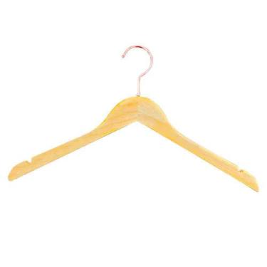 Imagem de Kit 60 un Cabide de Madeira Marfim e Gancho Metálico Rosé - Up Manequi