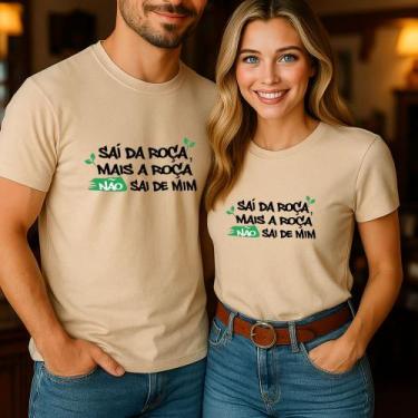 Imagem de Camiseta Algodão Unissex Casal Country Estampa Sai Da Roça Mas A Roça 