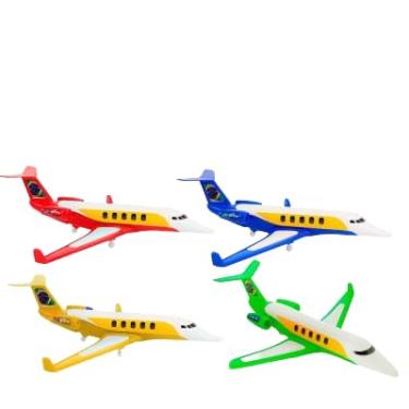 Imagem de Conjunto de 4 Aviões de Brinquedo em Miniatura, Modelos Coloridos em Vermelho, Azul, Verde e Amarelo
