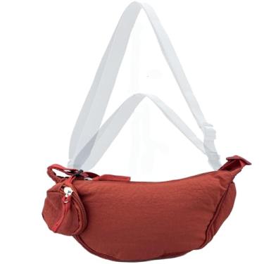 Imagem de Bolsa transversal com bolsa de moedas Hobo Sling Bolsa crescente feminina masculina moderna pequena bolsa de ombro bolsa de ombro bolsa bolsa de ombro bolsa bolsa alça ajustável, Laranja, 12'' x 3.5''