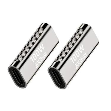 Imagem de Strhowill Pacote com 2 adaptadores USB C fêmea para fêmea 100W, suporte casal tipo C para transferência de dados de 20 Gbps para laptop, telefones e mais dispositivos