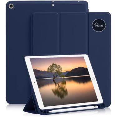 Imagem de Capa Para iPad 9ª 8ª 7ª Geração iPad 10.2" e iPad Pro/Air 3 de 10.5" Smart Case Slim Com Suporte Para Caneta Proteção Total Anti Impacto Tampa Magnética Premium Resistente Funcional (Azul Marinho)