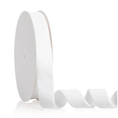 Imagem de Fita de veludo branca 2,5 cm x 20 metros, fita de Natal perfeita para decoração de guirlanda de árvore de Natal, enfeites de artesanato artesanal, embrulho de presente e fabricação de laços