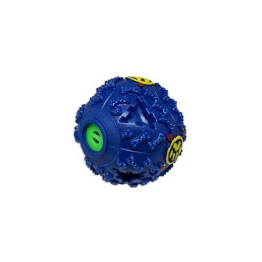Imagem de Bola Porta Petisco Interativa para Cachorros Ração Brinquedo Bolinha Petisqueira Pet (Azul, 9.5cm Grande)