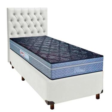 Imagem de Conjunto Cama Box Branco Solteiro + Colchão Molas Ensacadas Petrus Par